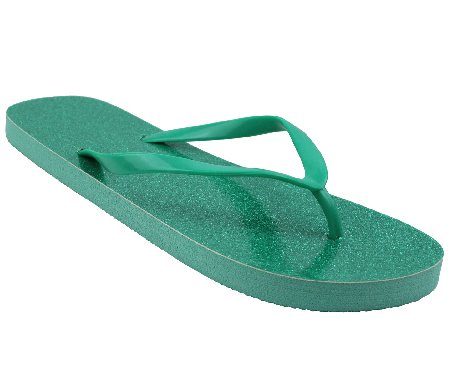 FIJI Womens Lightweight Green Glitter Flip Flops