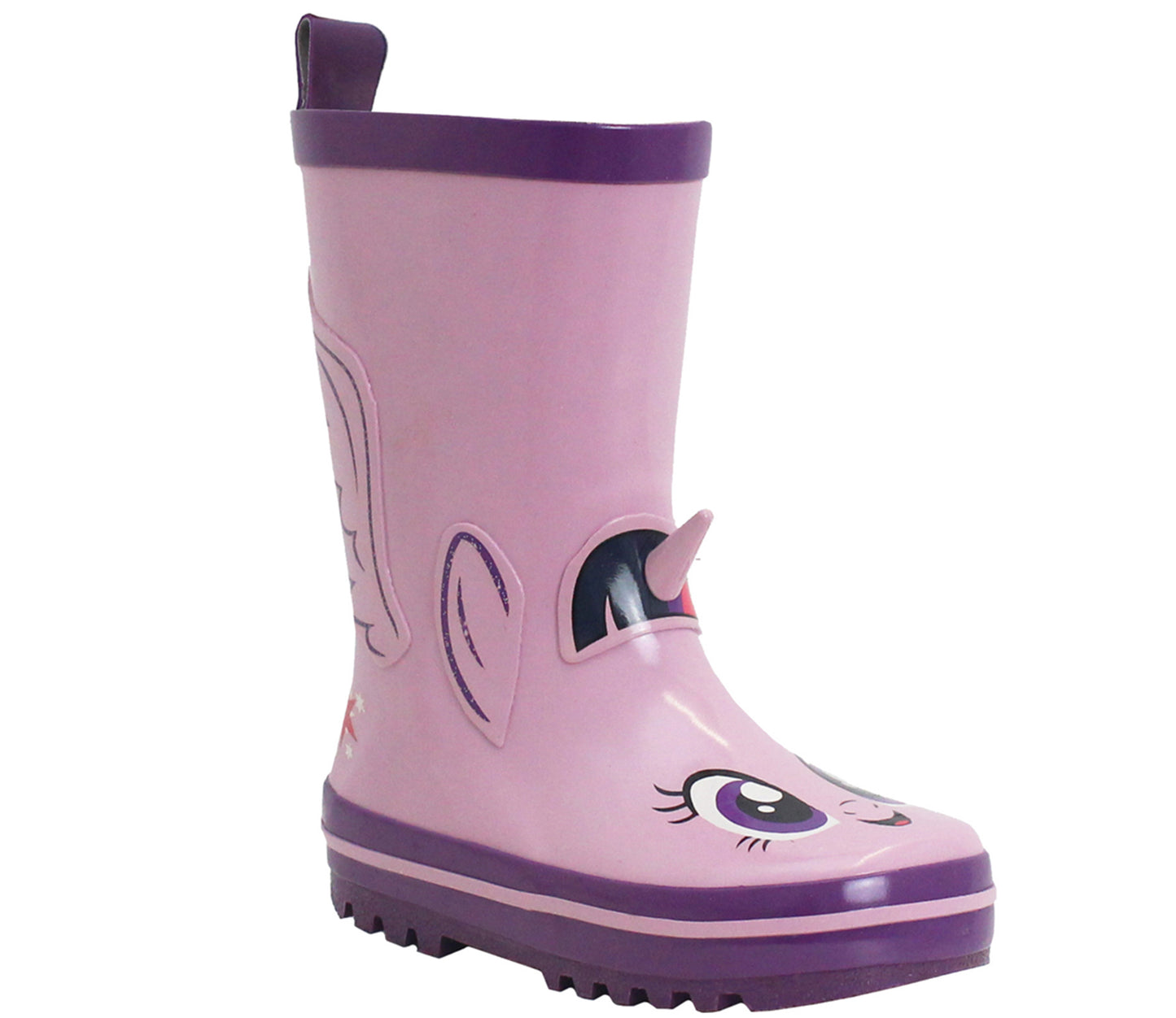 LPX111 Kids Girls Mid Calf Unicorn Wellies in Lilac