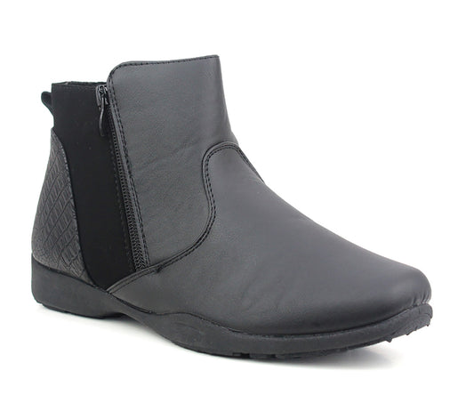 A2908 Womens Faux Leather Ankle Boots in Black