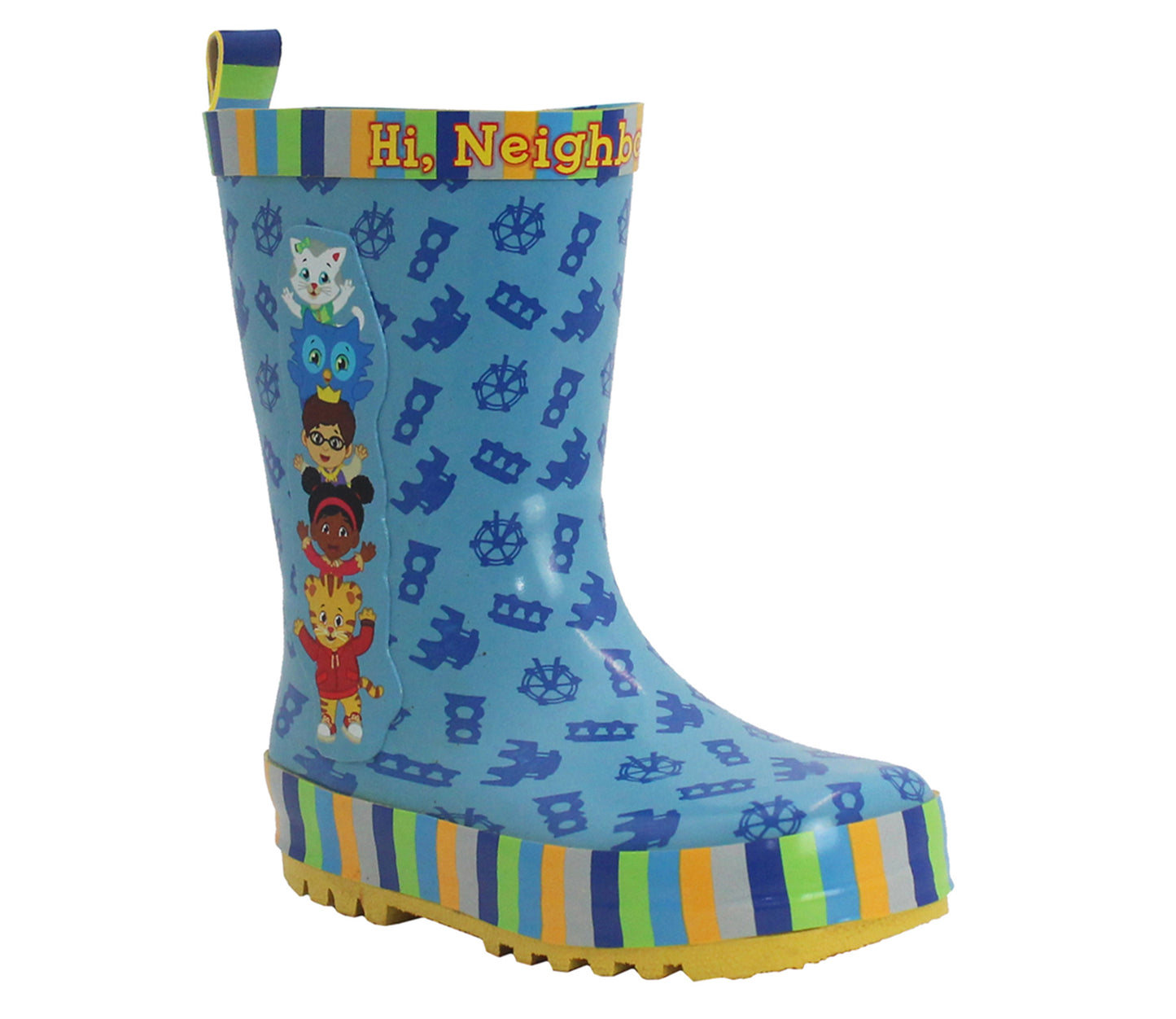 DTX054 Kids Unisex Mid Calf Wellies in Blue & Yellow