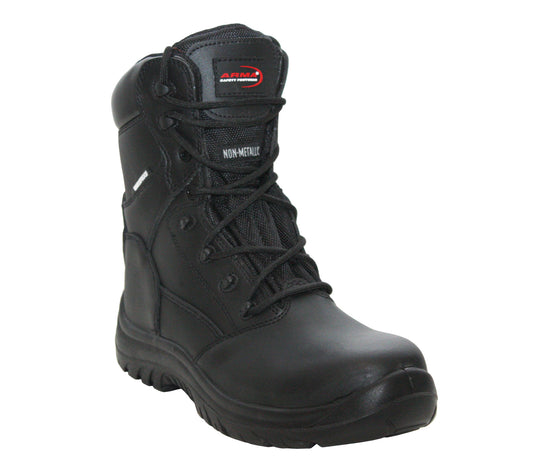 Mens work shoe Waterproof Non-Metal Military Safety Boots in Black