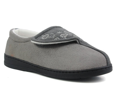 JULIE Womens 2 Tone Memory Foam Slippers in Grey Charcoal