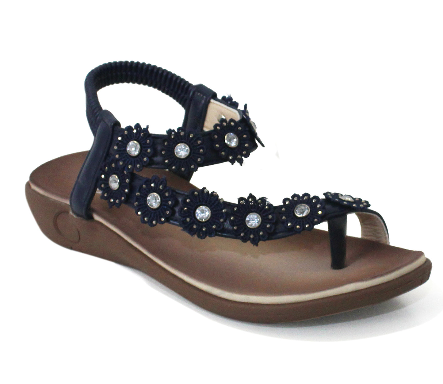 B808859 Womens Slingback Diamante Sandals in Navy