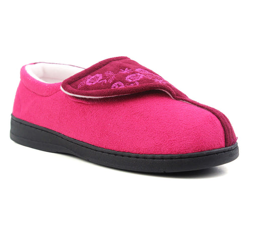 JULIE Womens 2 Tone Memory Foam Slippers in Pink/Burgundy