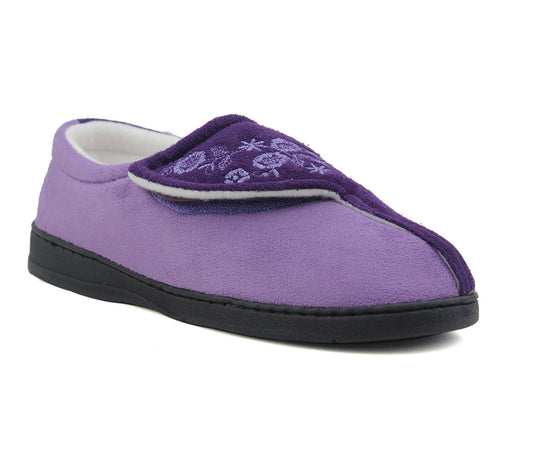 JULIE Womens 2 Tone Memory Foam Slippers in Purple Lilac