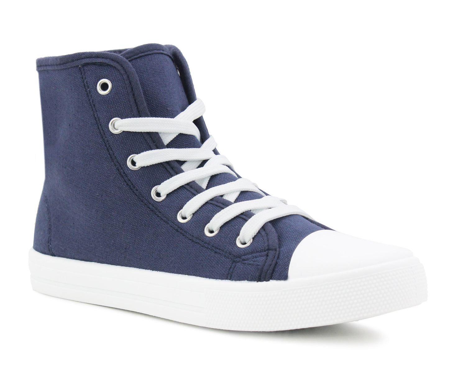 B262183 Womens Canvas High Top Sneakers in Navy