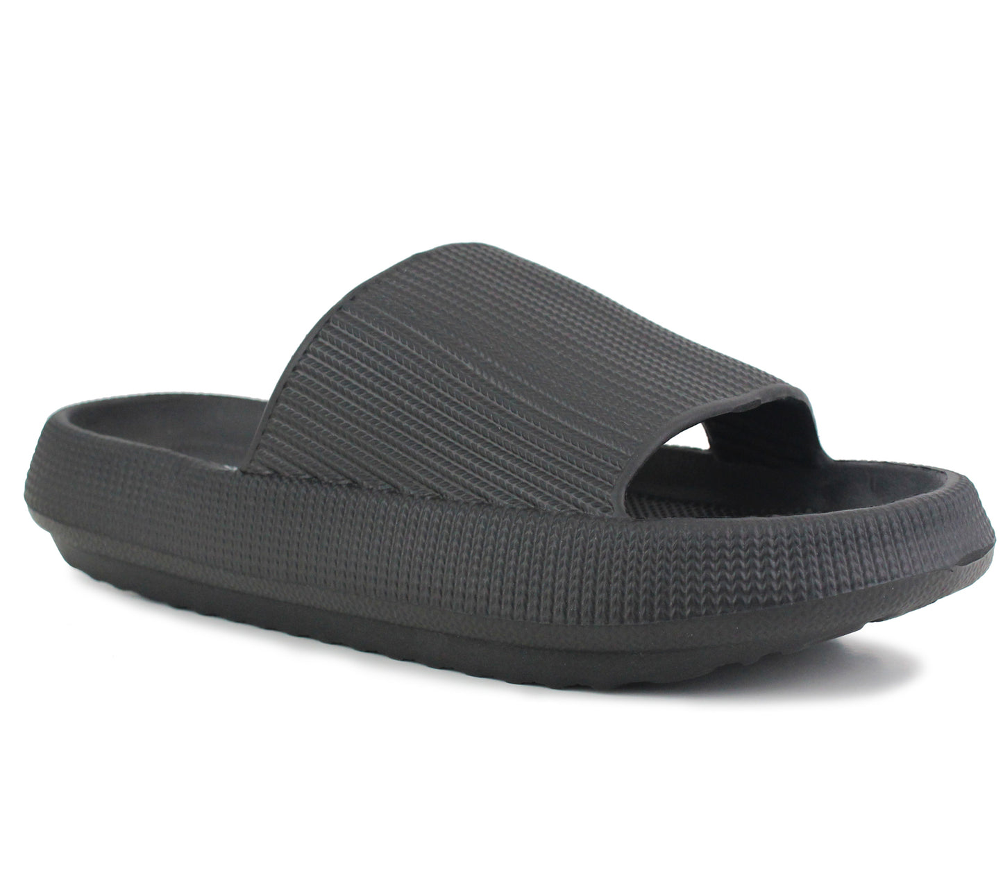 Womens Lightweight Chunky Sliders in Black – A&H Wholesale Footwear