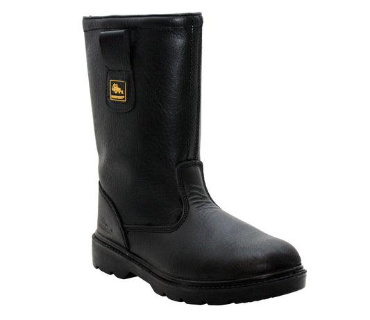 WF27 Mens Leather Safety Rigger Boots in Black