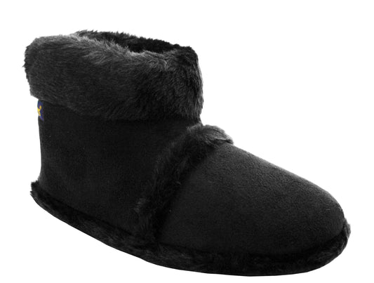 AD3429 Mens Fur Ankle Boot Slippers in Black