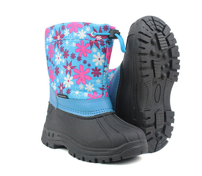 B181873 Girls Kids Floral Warm Snow Boots in Blue