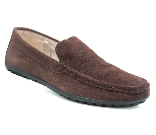 B238794 Mens Suede Driving Loafers in Brown
