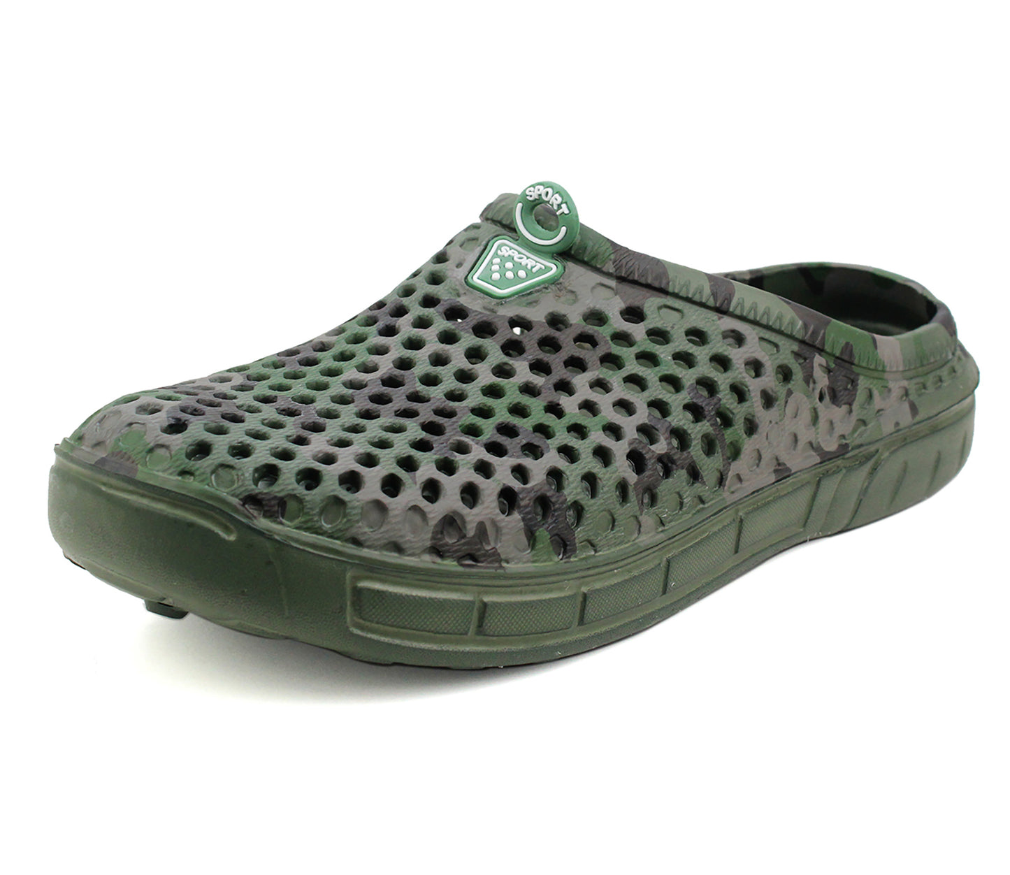 SHANTO Mens Camo Clogs in Green