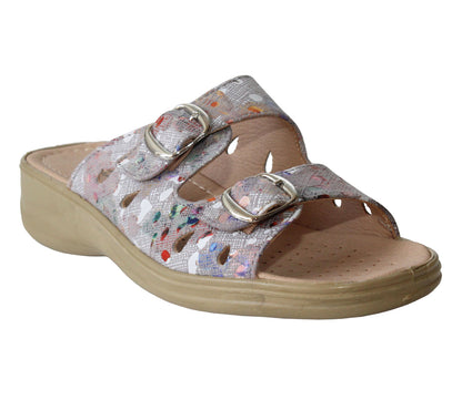 SADIE Womens Mules Sandals in Grey Multi