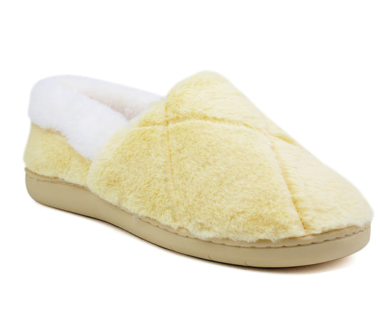 SHARON Womens Faux Fur Lined Slippers in Yellow