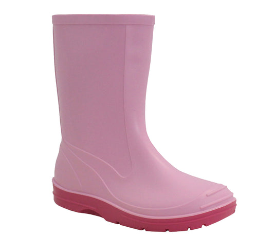 B113571 Girls Kids Mid Calf PVC Wellingtons in Light Pink