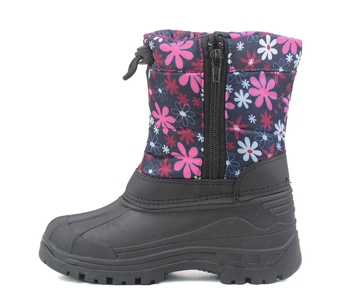 B181873 Girls Kids Floral Warm Snow Boots in Navy