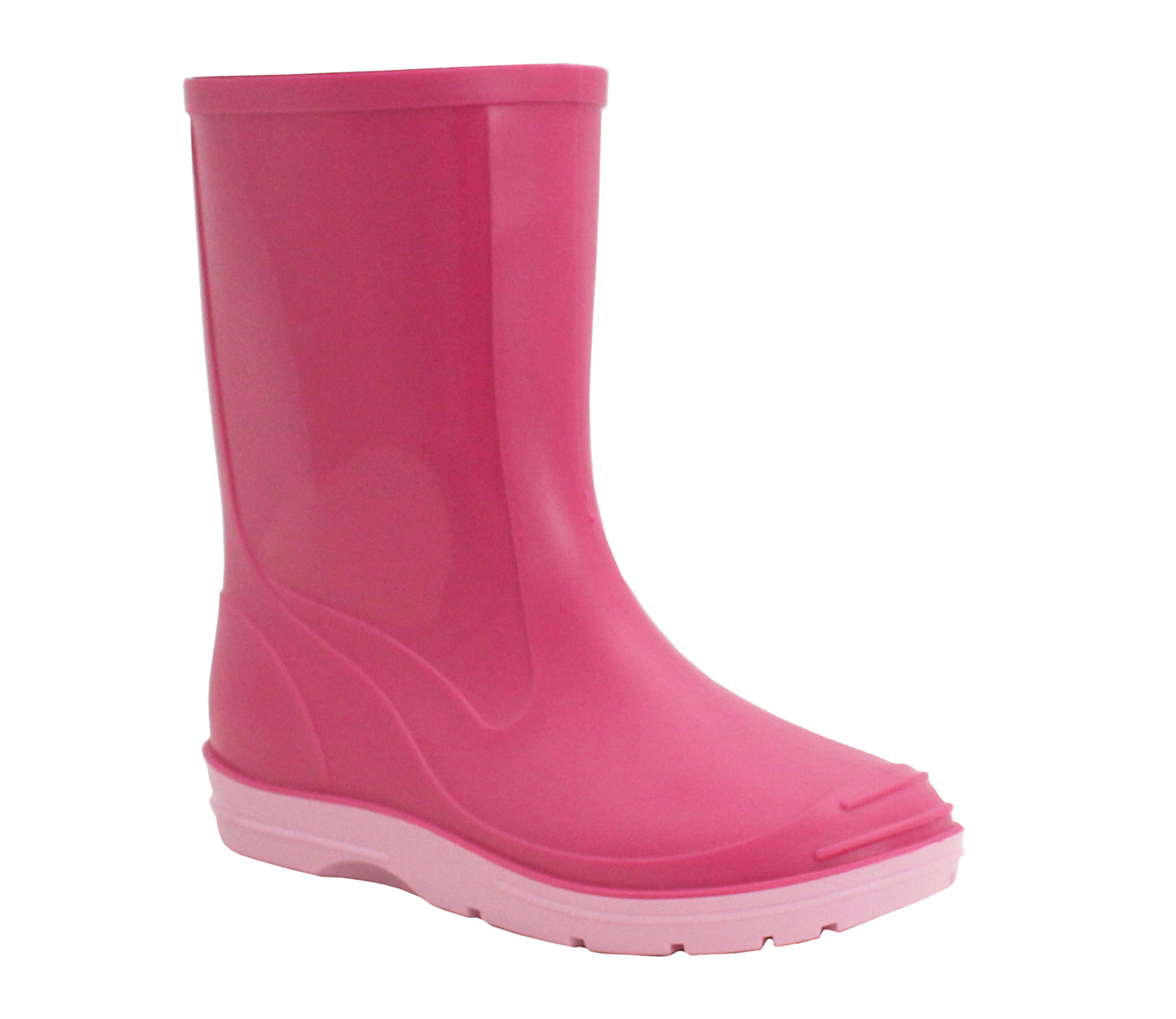 B113571 Girls Kids Mid Calf PVC Wellingtons in Fuchsia