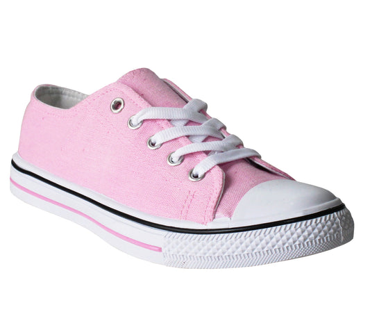 BURY Womens Canvas Lace Up Baseball Sneakers in Pink