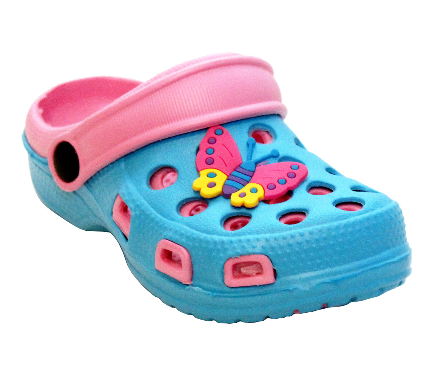 TARAZ Girls Lightweight EVA Clogs in Blue & Pink