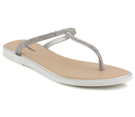 B804050 Womens Toe Post Sandals in Silver