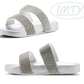 HOPE Womens Diamante Sliders in Silver