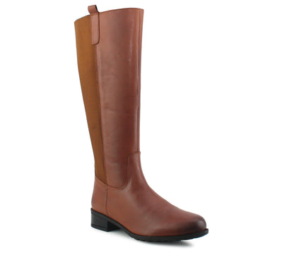 CATE Womens Genuine Leather Knee High Riding Boots in Tan