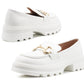 B852880 Womens Platform Sole Chunky Fashion Loafers in White