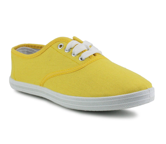B254033 Womens Canvas Lace Up Pumps in Yellow