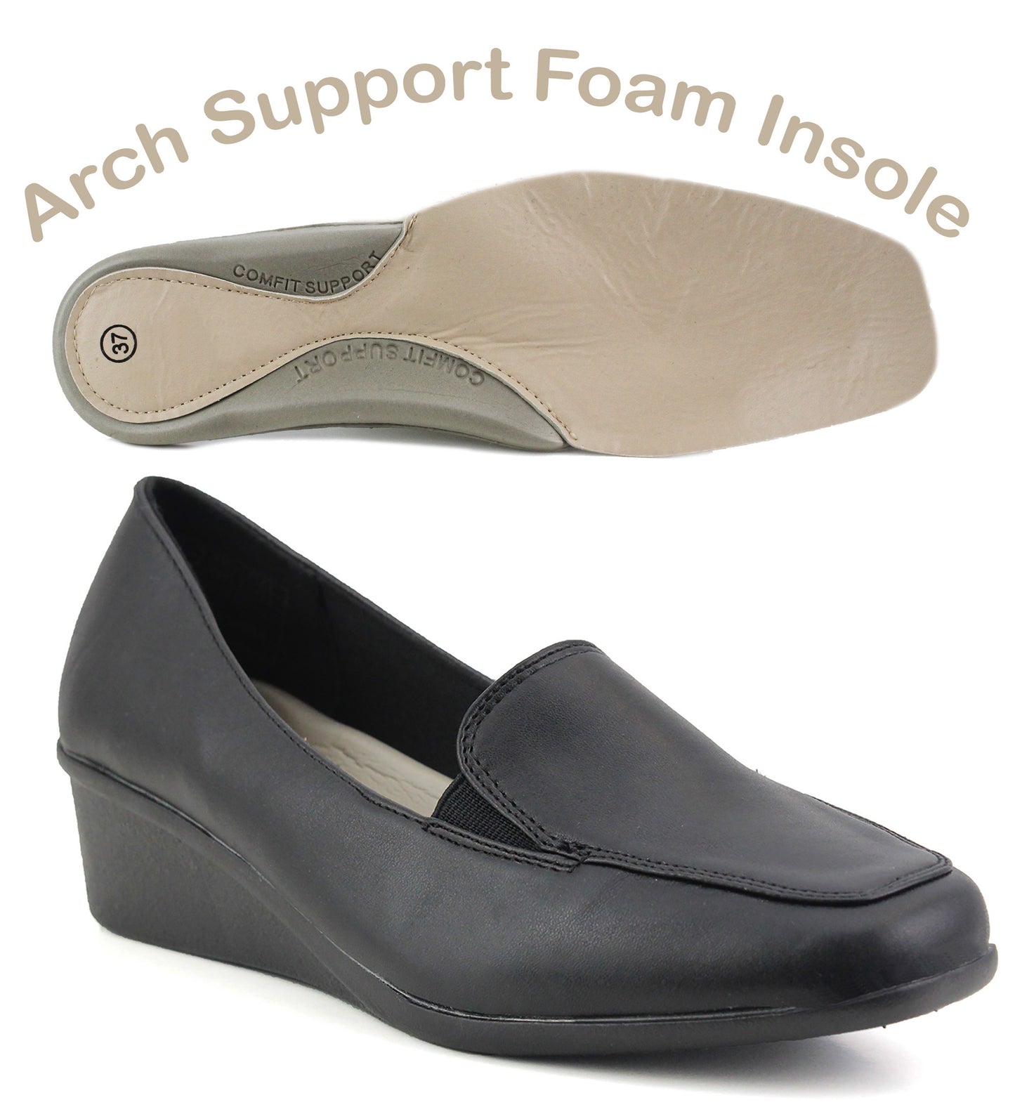 W26003 Womens Arch Support Loafers in Black